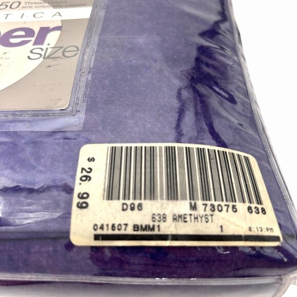 NIP VTG UTICA SUPER SIZE TWIN SHEET SET AMETHYST PURPLE PRINT PLWCSE FLAT FITTED - Picture 4 of 4